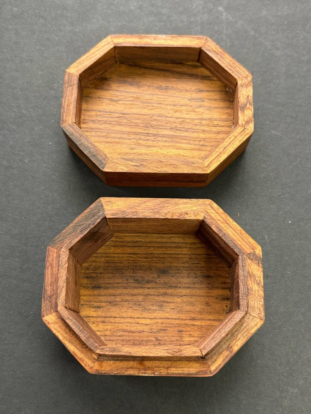 Octagonal Wood Jewelry Box with Inlaid Floral Detail